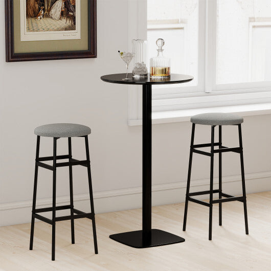 Bar Stools Set of 2 with Sturdy Metal Frame and Footrest-White LuxuryLifeWay Online Store