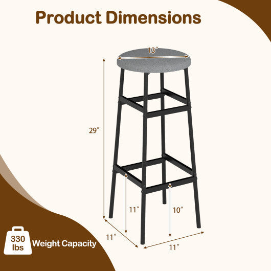 Bar Stools Set of 2 with Sturdy Metal Frame and Footrest-White LuxuryLifeWay Online Store