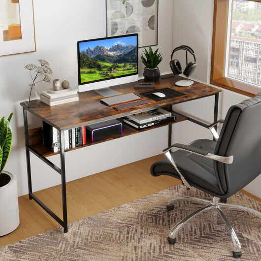 55 x 24 inch Computer Desk with Power Outlets and USB Ports-Black LuxuryLifeWay Online Store