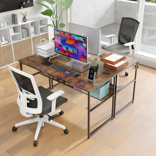 55 x 24 inch Computer Desk with Power Outlets and USB Ports-Black LuxuryLifeWay Online Store