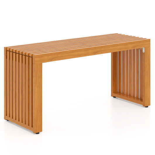 36 Inch Patio Bench All-Slat Acacia Wood Loveseat