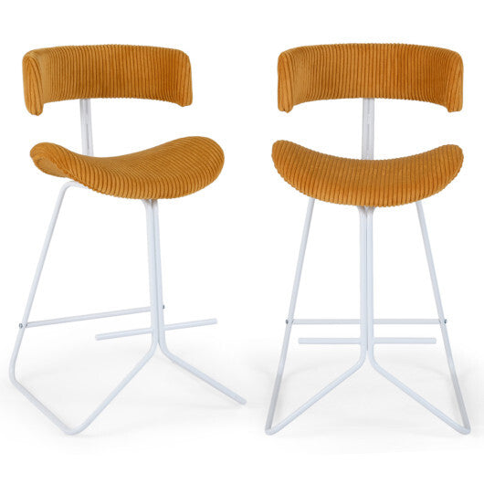Set of 2 Counter Height Stools 25 Inch Armless Barstools with Padded Seat and Footrest-Orange LuxuryLifeWay Online Store