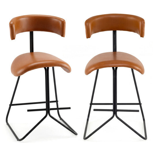 Set of 2 Modern Counter Height Stools 25 Inch Faux Leather Upholstered-Espresso LuxuryLifeWay Online Store