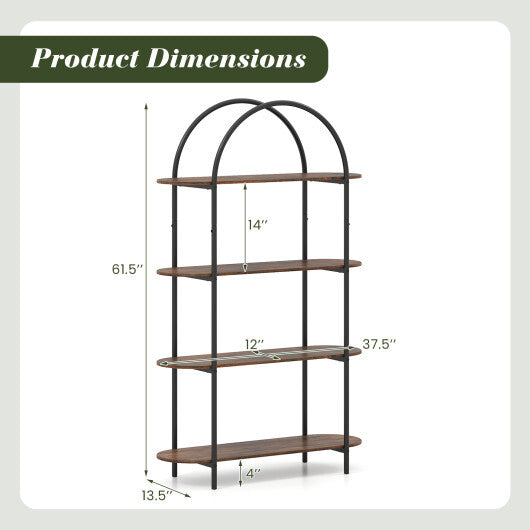 4-Tier Open Bookcase with Sturdy Metal Frame for Living Room-WH