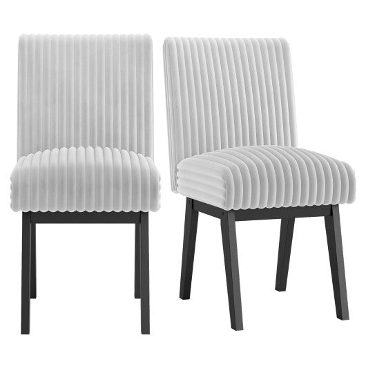 Dining Chairs Set of 2 Fabric Upholstered Kitchen Chairs with Padded Seatand Rubber Wood Legs-Gray & White LuxuryLifeWay Online Store