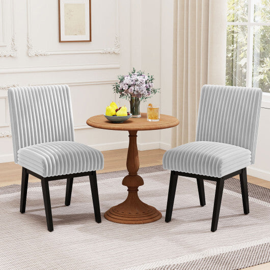 Dining Chairs Set of 2 Fabric Upholstered Kitchen Chairs with Padded Seatand Rubber Wood Legs-Gray & White LuxuryLifeWay Online Store