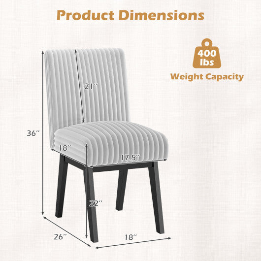 Dining Chairs Set of 2 Fabric Upholstered Kitchen Chairs with Padded Seatand Rubber Wood Legs-Gray & White LuxuryLifeWay Online Store