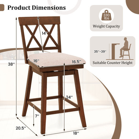 29 Inch Counter Height Barstools with Backrest and Upholstered Seat Cushion for Kitchen Dining Room-29 Inch LuxuryLifeWay Online Store
