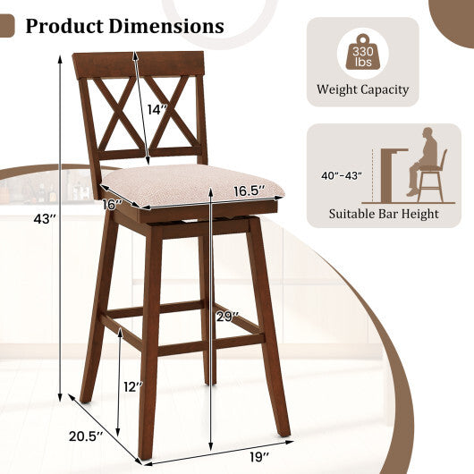 29 Inch Counter Height Barstools with Backrest and Upholstered Seat Cushion for Kitchen Dining Room-29 Inch LuxuryLifeWay Online Store