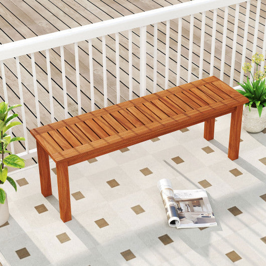 Outdoor Wood Bench 2-Person Backless Patio Garden Bench with Slatted Seat LuxuryLifeWay Online Store