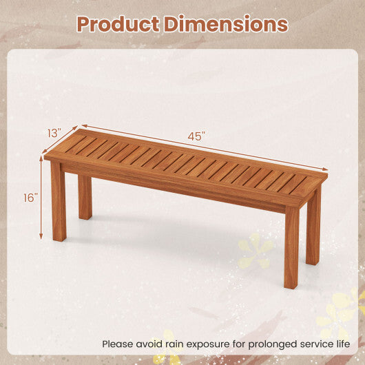 Outdoor Wood Bench 2-Person Backless Patio Garden Bench with Slatted Seat LuxuryLifeWay Online Store