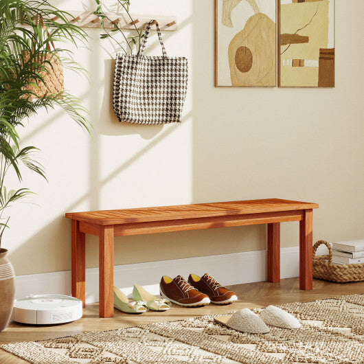 Outdoor Wood Bench 2-Person Backless Patio Garden Bench with Slatted Seat LuxuryLifeWay Online Store