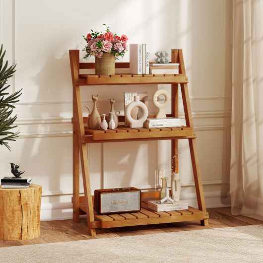 Foldable 3-Tier Solid Wood Plant Stand for Patio Balcony LuxuryLifeWay Online Store