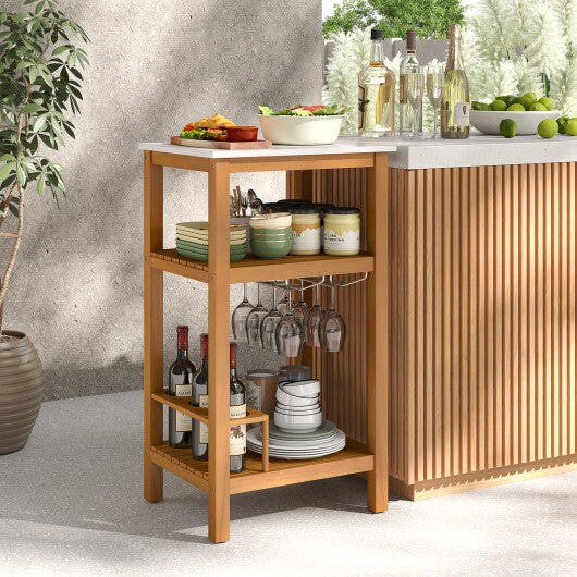 Patio Acacia Wood Storage Cabinet Patio Buffet Cabinet Bar Table LuxuryLifeWay Online Store