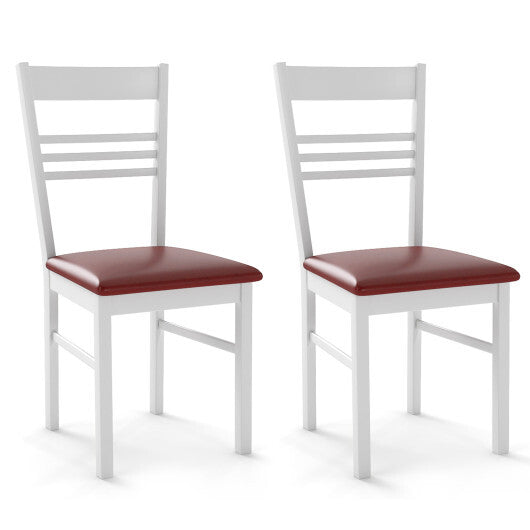 Wood Dining Chairs Set of 2 with Rubber Wood Frame-White