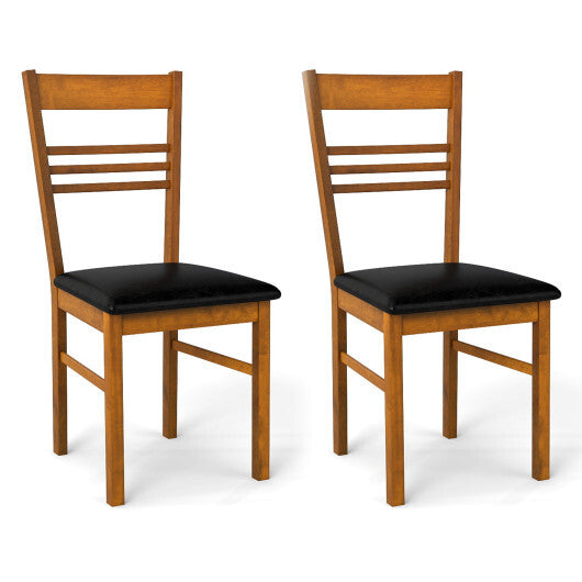Wood Dining Chairs Set of 2 with Rubber Wood Frame-White