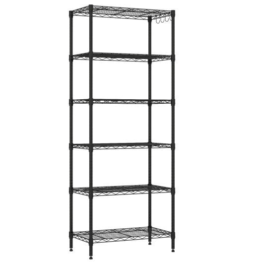 6-Tier Metal Storage Shelving Unit with V-Shaped Wire Rack and 900 LBS Capacity-Black LuxuryLifeWay Online Store