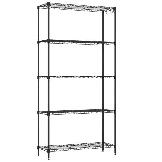 5-Tier Metal Storage Shelving Unit with V-Shaped Wire Rack and 1250 LBS Capacity-Black LuxuryLifeWay Online Store