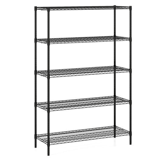 5-Tier Metal Storage Shelving Unit with V-Shaped Wire Rack-Black LuxuryLifeWay Online Store