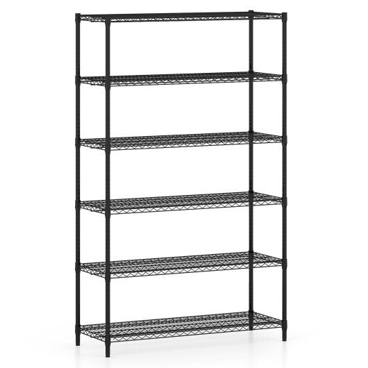 6-Tier Metal Storage Shelving Unit with V-Shaped Wire Rack for Home Garage-Black LuxuryLifeWay Online Store