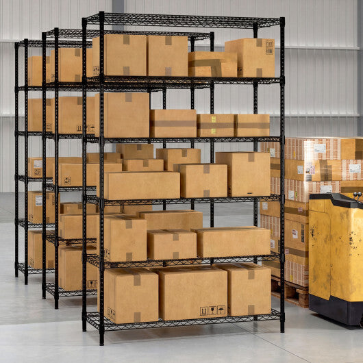 6-Tier Metal Storage Shelving Unit with V-Shaped Wire Rack for Home Garage-Black LuxuryLifeWay Online Store