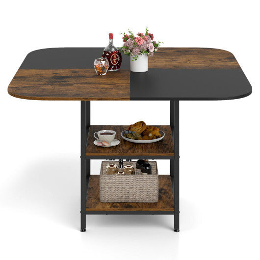 47.5 inch Modern Dining Table  Square Kitchen Table with Mix-colored Tabletop-Rustic Brown LuxuryLifeWay Online Store