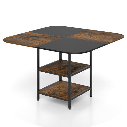 47.5 inch Modern Dining Table  Square Kitchen Table with Mix-colored Tabletop-Rustic Brown LuxuryLifeWay Online Store