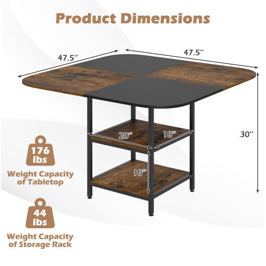 47.5 inch Modern Dining Table  Square Kitchen Table with Mix-colored Tabletop-Rustic Brown LuxuryLifeWay Online Store
