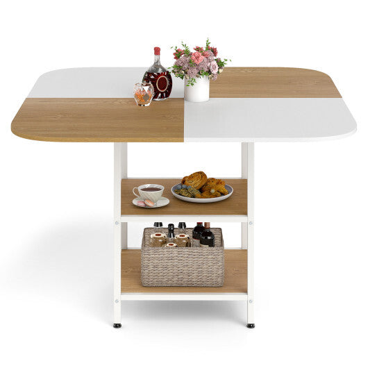 47.5 inch Modern Dining Table  Square Kitchen Table with Mix-colored Tabletop-Rustic Brown LuxuryLifeWay Online Store