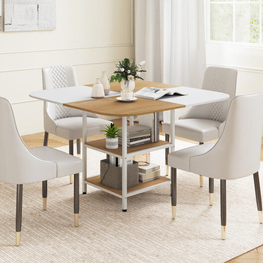 47.5 inch Modern Dining Table  Square Kitchen Table with Mix-colored Tabletop-Rustic Brown LuxuryLifeWay Online Store
