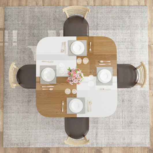 47.5 inch Modern Dining Table  Square Kitchen Table with Mix-colored Tabletop-Rustic Brown LuxuryLifeWay Online Store