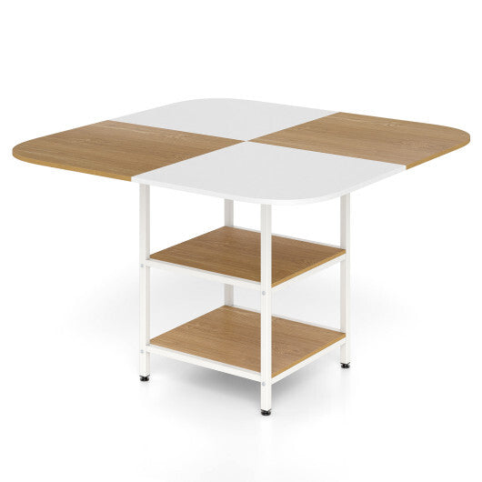 47.5 inch Modern Dining Table  Square Kitchen Table with Mix-colored Tabletop-Rustic Brown LuxuryLifeWay Online Store