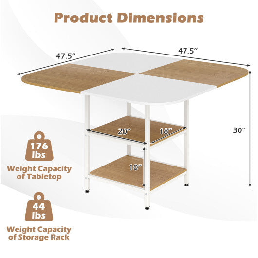 47.5 inch Modern Dining Table  Square Kitchen Table with Mix-colored Tabletop-Rustic Brown LuxuryLifeWay Online Store
