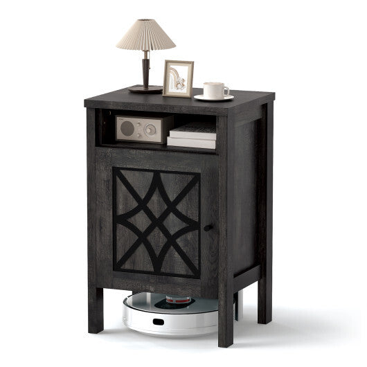 Robot Vacuum Storage Cabinet with Door and Open Shelf for Living Room Bedroom-Gray LuxuryLifeWay Online Store
