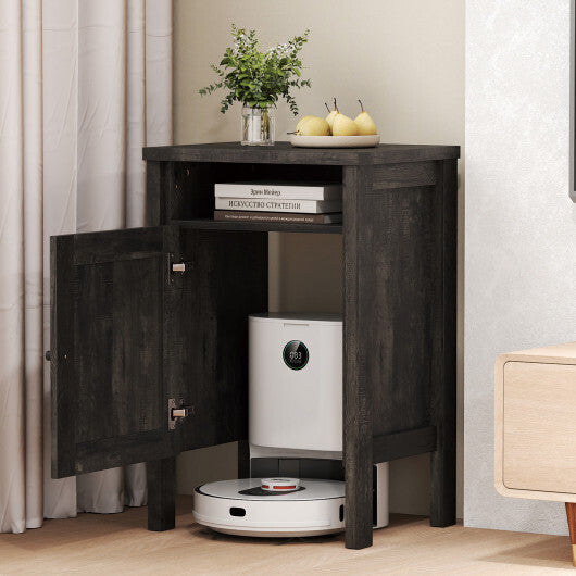 Robot Vacuum Storage Cabinet with Door and Open Shelf for Living Room Bedroom-Gray LuxuryLifeWay Online Store