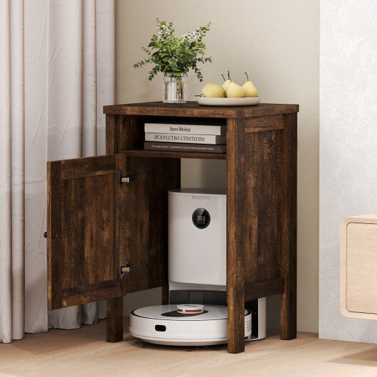 Robot Vacuum Storage Cabinet with Door and Open Shelf for Living Room Bedroom-Gray LuxuryLifeWay Online Store