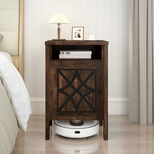 Robot Vacuum Storage Cabinet with Door and Open Shelf for Living Room Bedroom-Gray LuxuryLifeWay Online Store