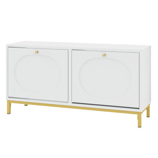 Shoe Storage Bench Narrow Entryway Bench with 2 Flip Drawers Adjustable Shelves-White LuxuryLifeWay Online Store