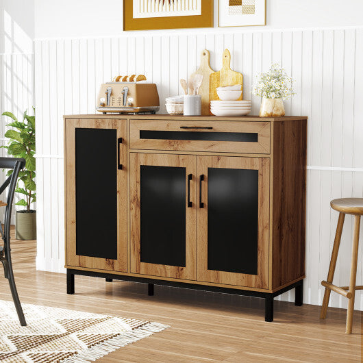 48 Inch Sideboard Buffet Cabinet with Drawer and Metal Legs-Natural LuxuryLifeWay Online Store