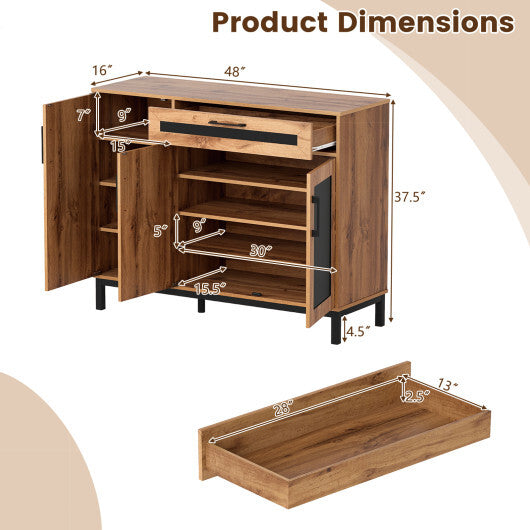 48 Inch Sideboard Buffet Cabinet with Drawer and Metal Legs-Natural LuxuryLifeWay Online Store