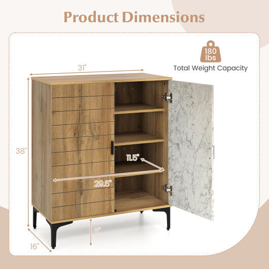 4 Tier Farmhouse Shoe Storage Cabinet with Removable Shelves and Metal Legs-Walnut LuxuryLifeWay Online Store
