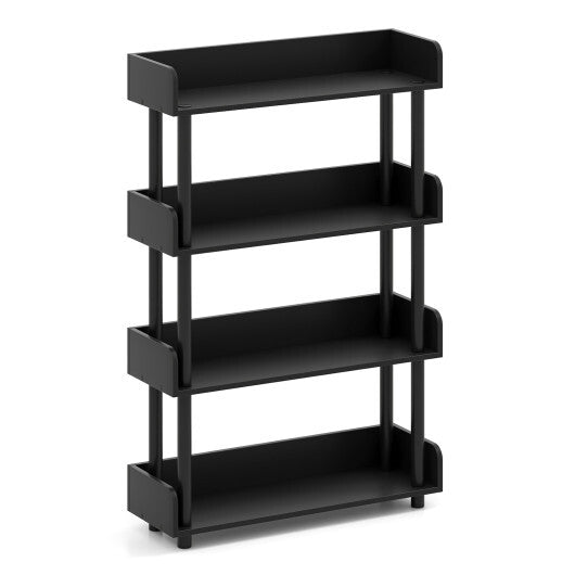 4-Tier Bookshelf Open Bookcase with Anti-Tipping Kit Industrial Storage Unit-Black