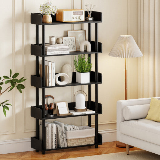 5-Tier Open Bookcase with Industrial Storage Unit-Rustic Brown LuxuryLifeWay Online Store