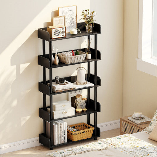 5-Tier Open Bookcase with Industrial Storage Unit-Rustic Brown LuxuryLifeWay Online Store