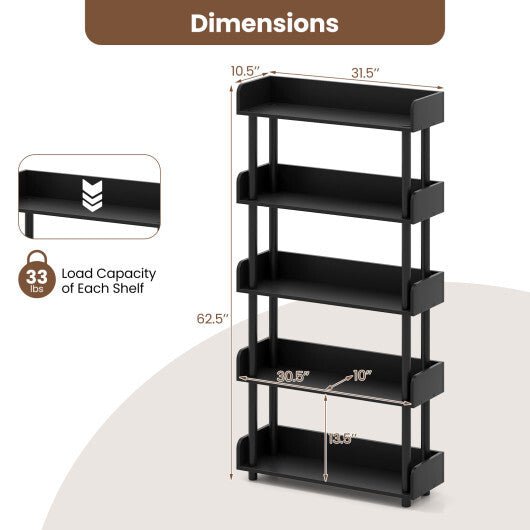 5-Tier Open Bookcase with Industrial Storage Unit-Rustic Brown LuxuryLifeWay Online Store
