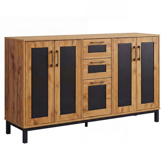 63" Sideboard Buffet Cabinet with 3 Drawers and Storage Shelves-Natural LuxuryLifeWay Online Store
