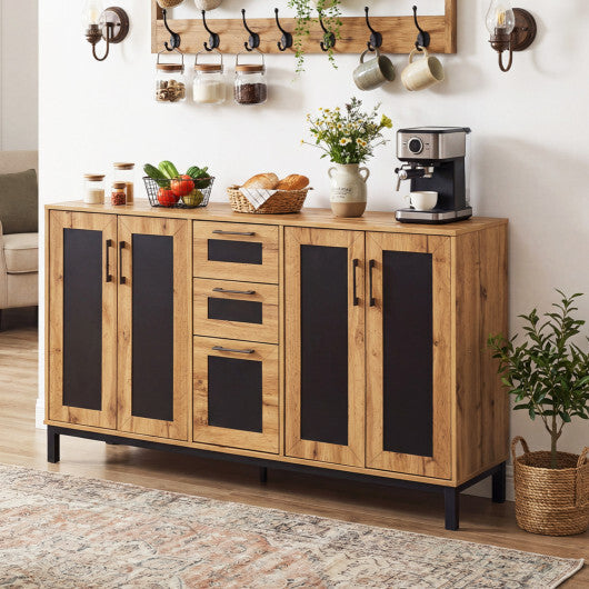 63" Sideboard Buffet Cabinet with 3 Drawers and Storage Shelves-Natural LuxuryLifeWay Online Store