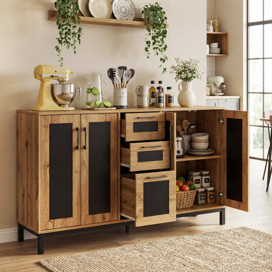 63" Sideboard Buffet Cabinet with 3 Drawers and Storage Shelves-Natural LuxuryLifeWay Online Store