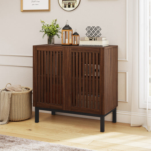 Buffet Cabinet with Storage 32" Wooden Sideboard Coffee Bar Station-Walnut LuxuryLifeWay Online Store