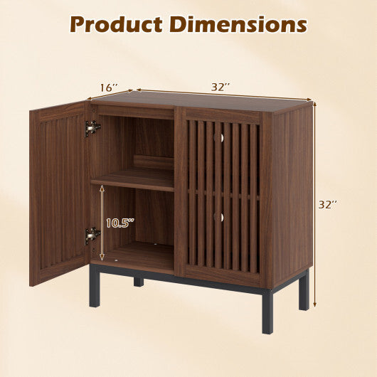 Buffet Cabinet with Storage 32" Wooden Sideboard Coffee Bar Station-Walnut LuxuryLifeWay Online Store